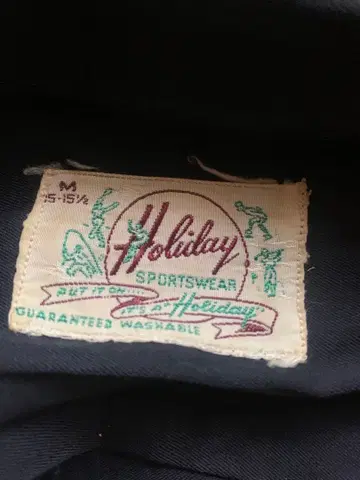 50s 60s 빈티지 오픈 카라 레이온 개버딘 셔츠