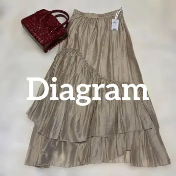 미사용 새상품 택 포함 베이지 불규칙 개더 플레어 스커트 밴딩 허리