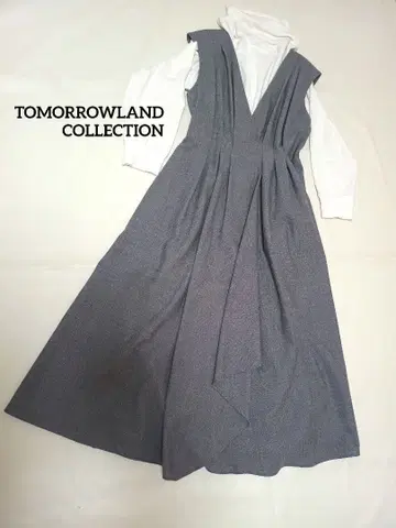 새상품급 투모로우랜드 컬렉션 울 오버롤 스커트 36