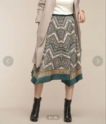 나노 유니버스 스카프 프린트 언밸런스 스커트