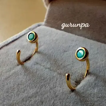 작은 귀걸이 캐치리스 싱글 볼 터콰이즈 미니 후프 귀걸이 8mm