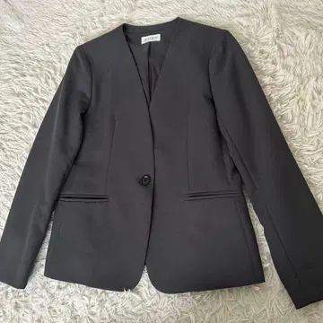 미사용 플라스테 노카라 자켓 워셔블 그레이 S