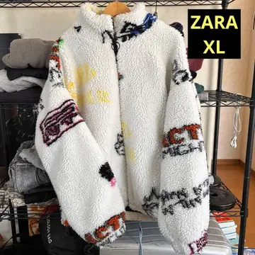 플리스 자켓 그래픽 프린트 화이트 ZARA