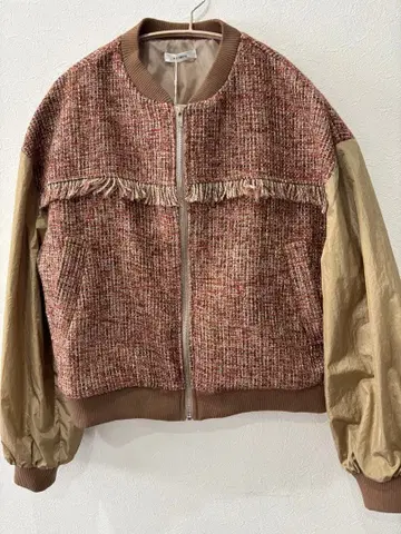 트위드 프린지 블루종