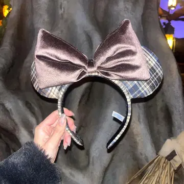 미니 마우스풍 체크 무늬 머리띠