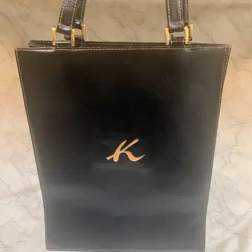 키타무라 블랙 가죽 토트백 로고