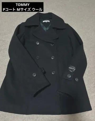 타미힐피거 블랙 울 피코트 M