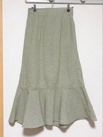 머메이드 체크 스커트 그린 미사용 새상품 M 사이즈