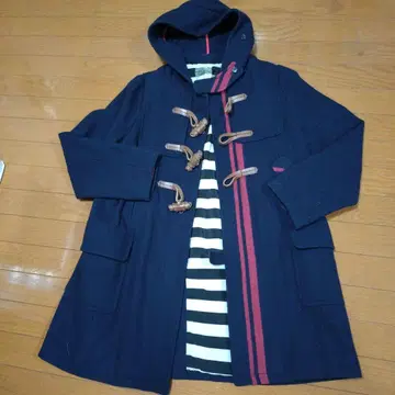 네이비 더플 코트 후드 부착