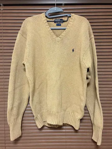 폴로 V넥 니트 스웨터 베이지