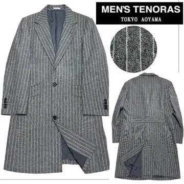 고품질 멘티노라스 캐시미어 혼방 스트라이프 롱 체스터 코트 M