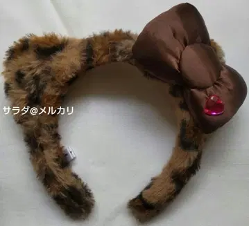 구 디자인 레어 usj 머리띠 키티 레오파드 무늬 리본 레오파드