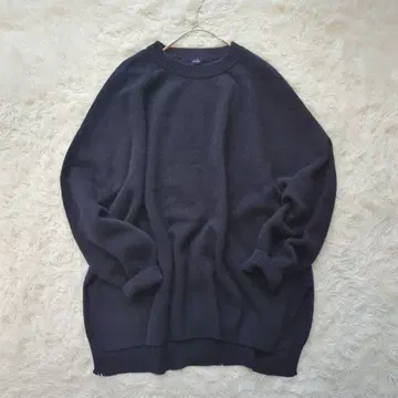 FRAMeWORK 래글런 슬리브 와이드 풀오버 니트 네이비 색