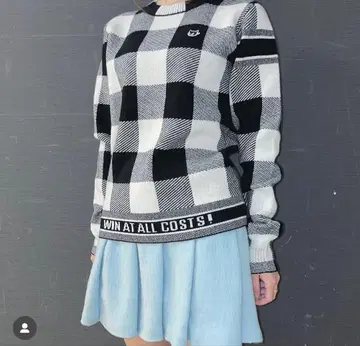 WAAC 와 자카드 체크 니트 풀오버