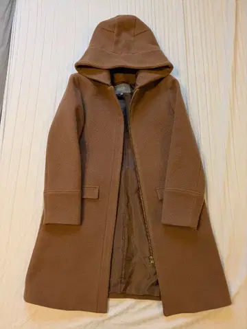 [ 유나이티드 애로우즈 ] 브라운 후드 부착 롱 코트