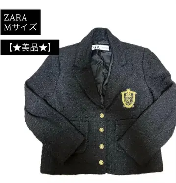 [새상품급] ZARA 트위드 테일러드 자켓/블랙/골드 버튼