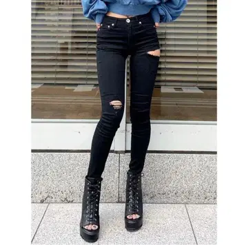 GYDA 데미지 스키니 블랙