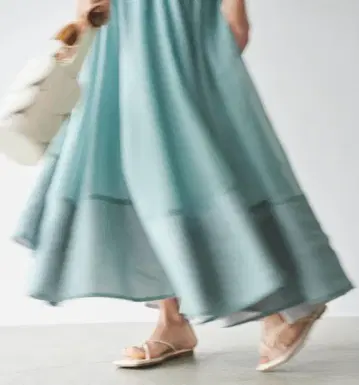 CADUNE 민트 그린 플레어 스커트 38