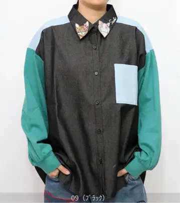 [ 스칼라 ] 옷깃 자수 이소재 절개 셔츠 [ 주말 한정 할인 중 ]