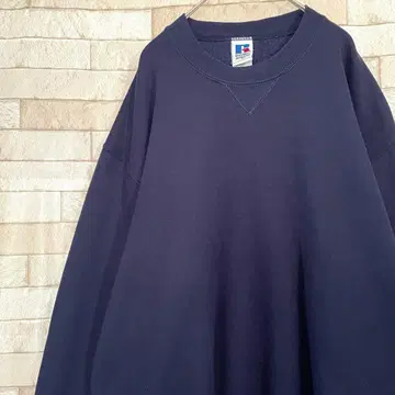 러셀 맨투맨 USA제 무지 자수 속기모 네이비 XL