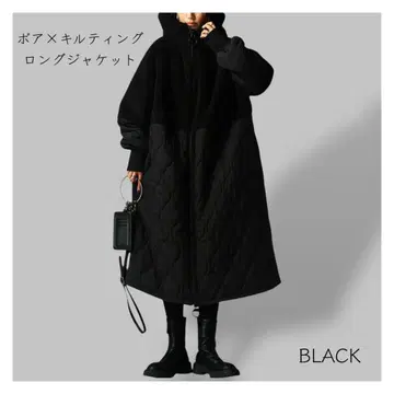 1점만 새상품 보아 퀼팅 코트 더블 지퍼 BLACK