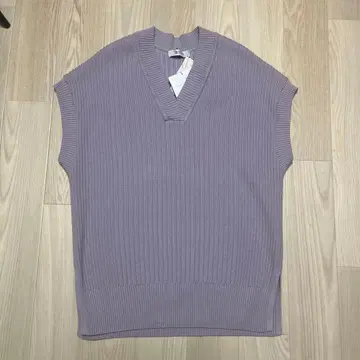 나노 유니버스 연보라 V넥 슬리브리스 스웨터 워셔블 니트