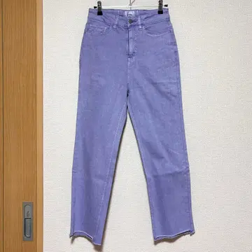 petit main LIEN 레이스업 스트레이트 데님 청바지 퍼플 S