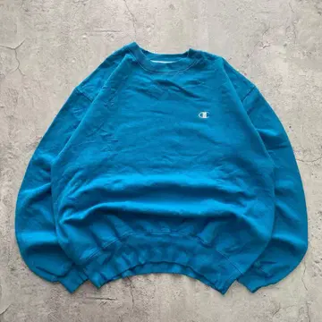 00's 챔피온 USA 구제 의류 맨투맨 원 포인트 자수 블루