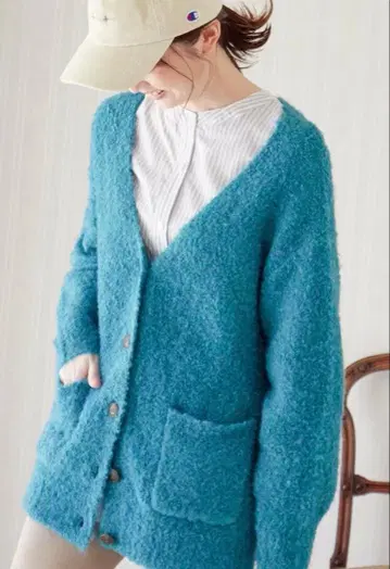 파란색 가디건 M 사이즈 i kka