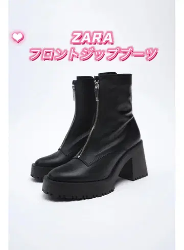 지퍼 달린 하이힐 가죽 앵클부츠 ZARA