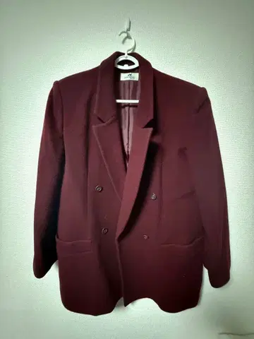 JANE MORE 버건디 더블 브레스트 테일러드 자켓