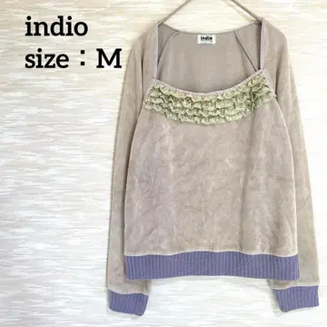 인디오 indio 긴팔 상의 스퀘어넥 [M] 레이스 리브 1214