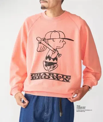 새상품 SHIPS 피넛 찰리 브라운 맨투맨 핑크 (L)