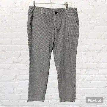 11797 애니팜 크롭 팬츠 체크 무늬 블랙 화이트 L 캐주얼 구제 의류