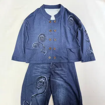 새상품급 일본제 이오컴이오 센소유니코 데님풍 맨투맨 셋업 38