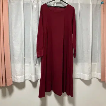 내추럴 센스 버건디 원피스 면린넨