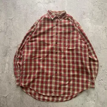 90's~ AE 구제 의류 미국 수입 플란넬 셔츠 체크 긴팔 빨간색 포켓