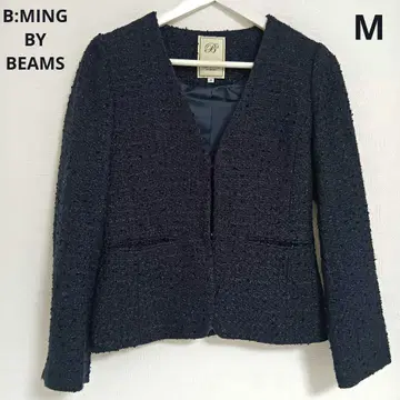 미사용급 B:MING BY BEAMS 트위드 노카라 자켓 M