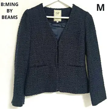 새상품급 B:MING BY BEAMS 고급 트위드 노카라 자켓