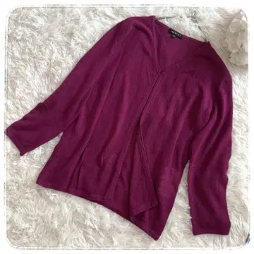 [인디비] V넥 가디건 적자색 퍼플 / 고급 화려함 38 (M) 새상품급