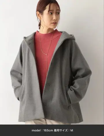 가벼운 스트레치 후드 미들 코트 그레이