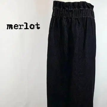 멀로 데님 롱 스커트 허리밴딩 블랙 새상품급