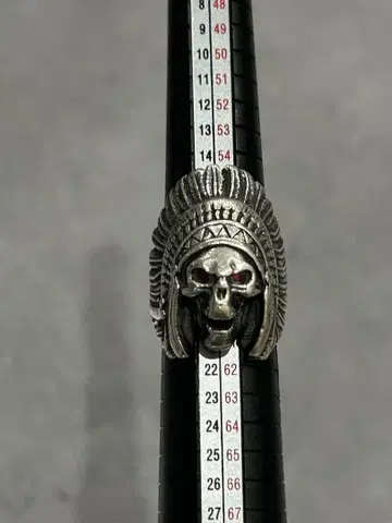 스컬 인디언 헤드 실버 반지 20호