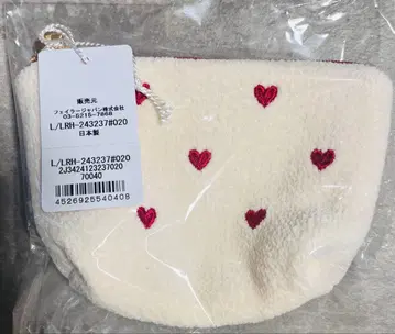 [ 미사용 새상품 ] 페이 라브라리 하트 보트형 파우치 아이보리 S