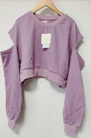 새상품 idem 레이어드 컷오프 맨투맨 퍼플 (맨투맨만)