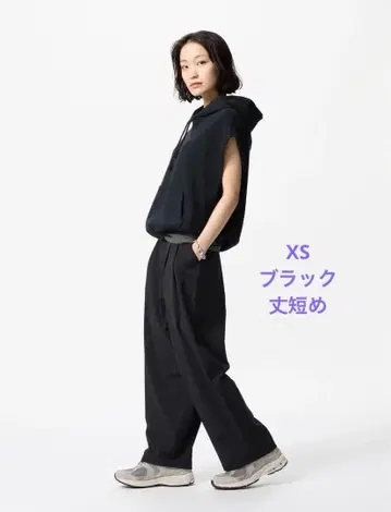 유니클로 울트라 스트레치 액티브 와이드 팬츠 숏 기장 XS 블랙