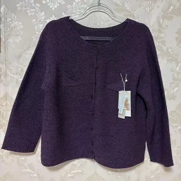 퍼플 니트 가디건