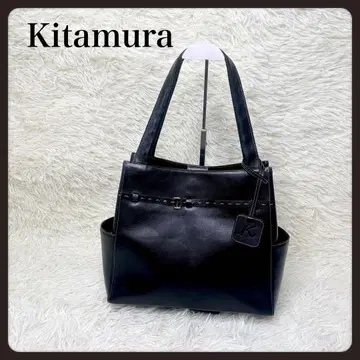 [새상품급] 키타무라 가죽 핸드백 블랙 대용량 숄더 가능