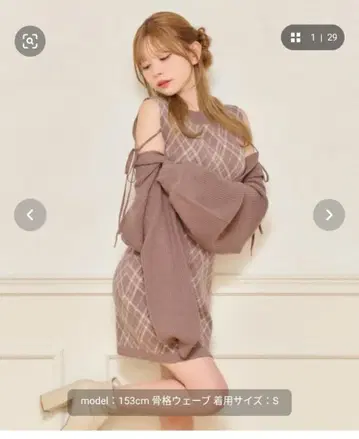 체크 무늬 니트 원피스 S 사이즈