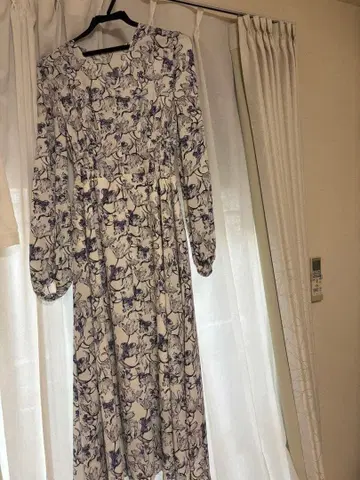 플라워 프린트 긴팔 맥시 원피스